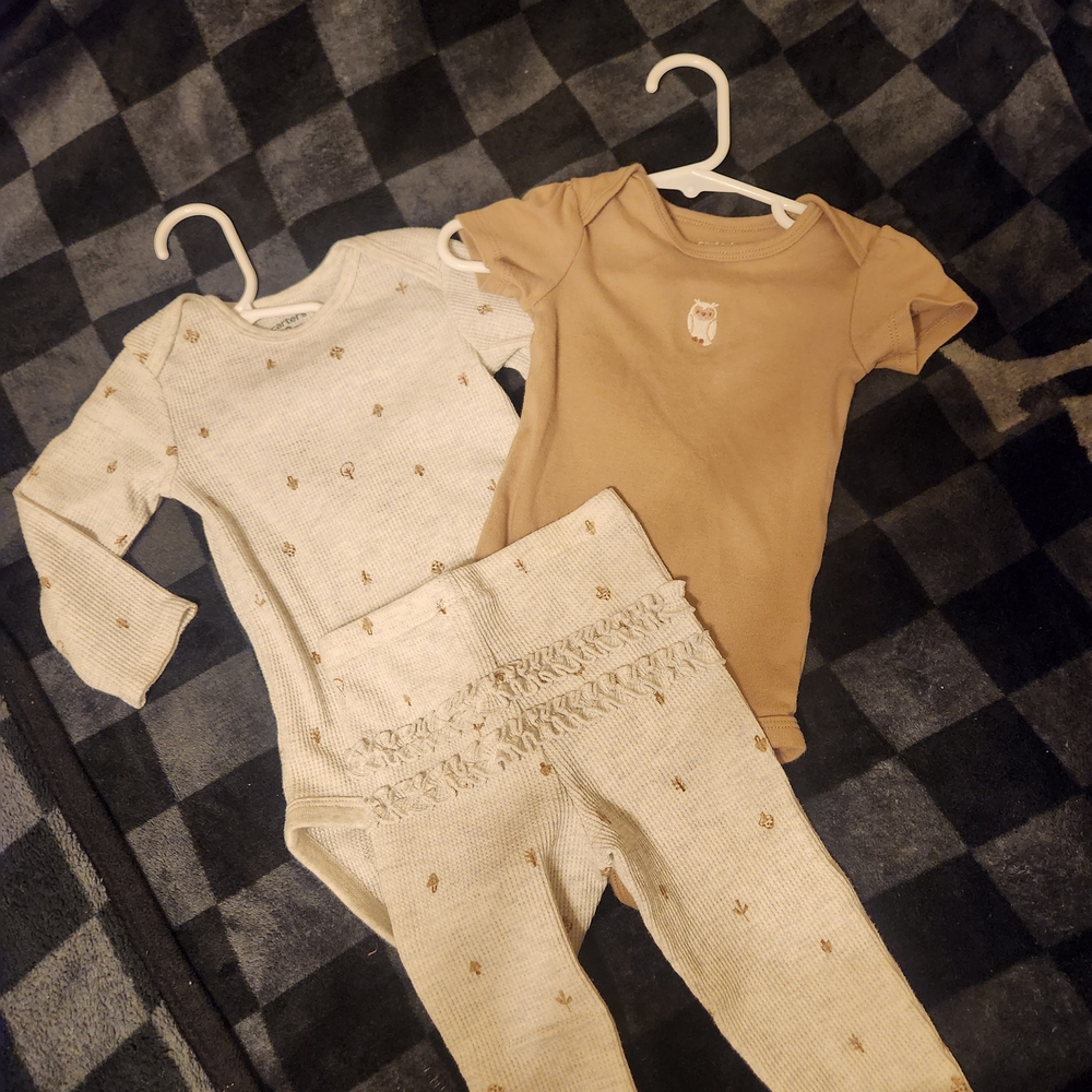 Carter's Brown Baby Top with Owl Embroidery